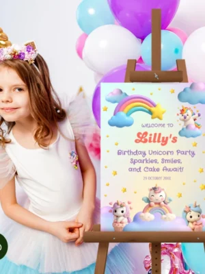 Kids Birthday Welcome Sign Unicorn Theme v1.0