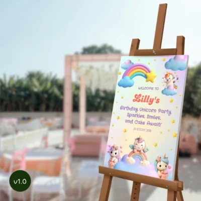 Kids Birthday Welcome Sign Unicorn Theme v1.0