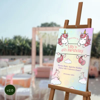 Kids Birthday Welcome Sign Unicorn Theme v2.0