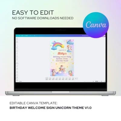 Kids Birthday Welcome Sign Unicorn Theme v1.0