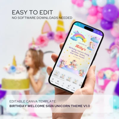 Kids Birthday Welcome Sign Unicorn Theme v1.0