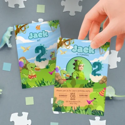 Kids Birthday Invite 2yo Cute Dinosaur Theme v1.1