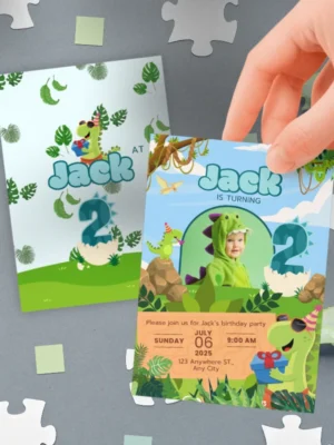 Kids Birthday Invite 2yo Cute Dinosaur Theme v1.1