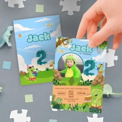 Kids Birthday Invite 2yo Cute Dinosaur Theme v1.3