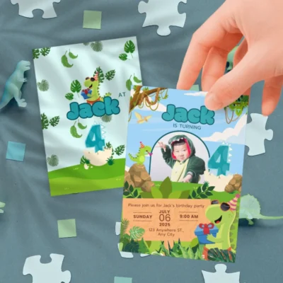 Kids Birthday Invite 4yo Cute Dinosaur Theme v1.2