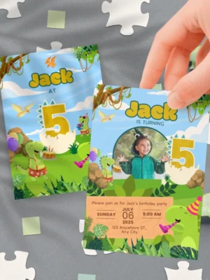 Kids Birthday Invite 5yo Cute Dinosaur Theme v1.1