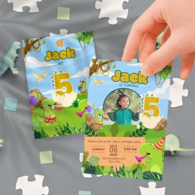 Kids Birthday Invite 5yo Cute Dinosaur Theme v1.1