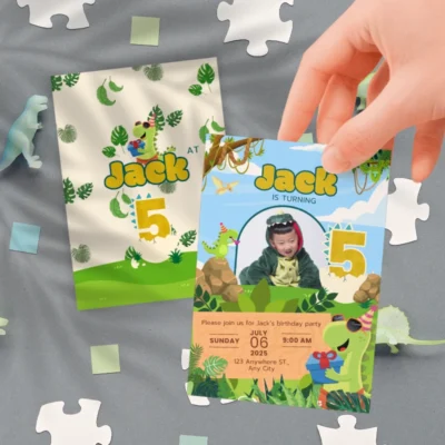 Kids Birthday Invite 5yo Cute Dinosaur Theme v1.2