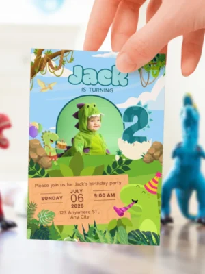 Kids Birthday Invite 2yo Cute Dinosaur Theme v1.1