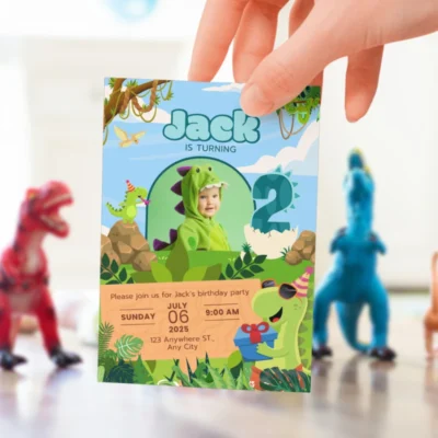 Kids Birthday Invite 2yo Cute Dinosaur Theme v1.1