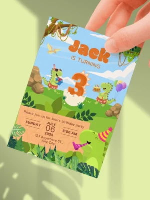 Kids Birthday Invite 3yo Cute Dinosaur Theme v1.0