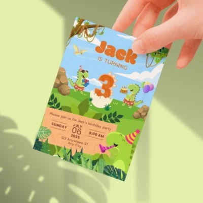 Kids Birthday Invite 3yo Cute Dinosaur Theme v1.0