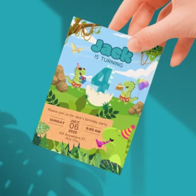Kids Birthday Invite 4yo Cute Dinosaur Theme v1.0