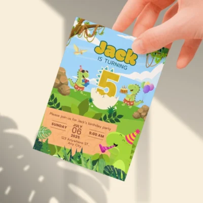 Kids Birthday Invite 5yo Cute Dinosaur Theme v1.0