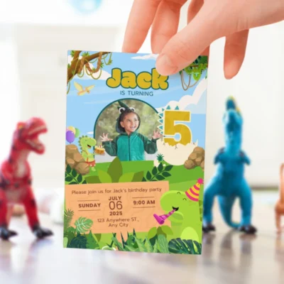 Kids Birthday Invite 5yo Cute Dinosaur Theme v1.1