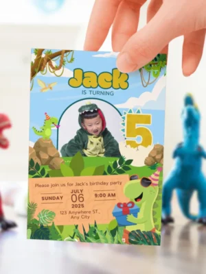 Kids Birthday Invite 5yo Cute Dinosaur Theme v1.2