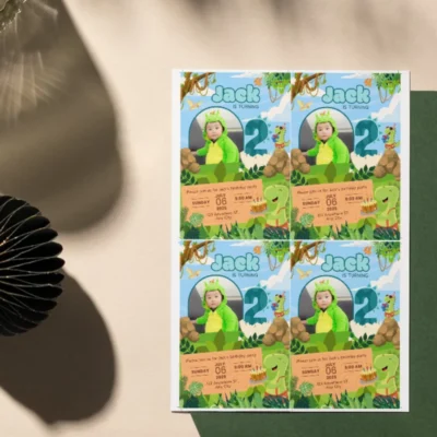 Kids Birthday Invite 2yo Cute Dinosaur Theme v1.3