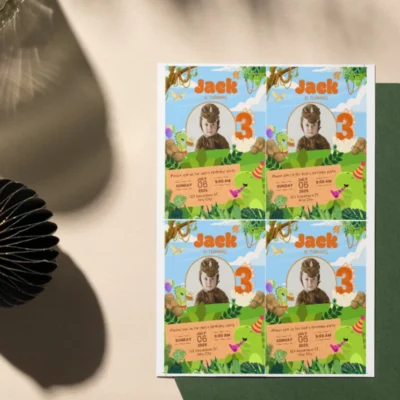Kids Birthday Invite 3yo Cute Dinosaur Theme v1.1