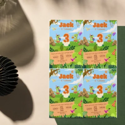 Kids Birthday Invite 3yo Cute Dinosaur Theme v1.0