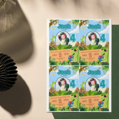 Kids Birthday Invite 4yo Cute Dinosaur Theme v1.2