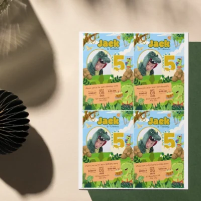 Kids Birthday Invite 5yo Cute Dinosaur Theme v1.3