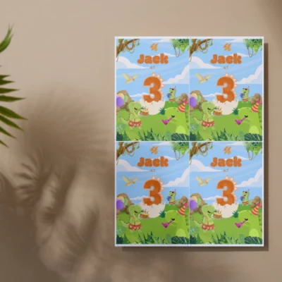 Kids Birthday Invite 3yo Cute Dinosaur Theme v1.1