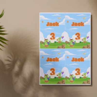 Kids Birthday Invite 3yo Cute Dinosaur Theme v1.3