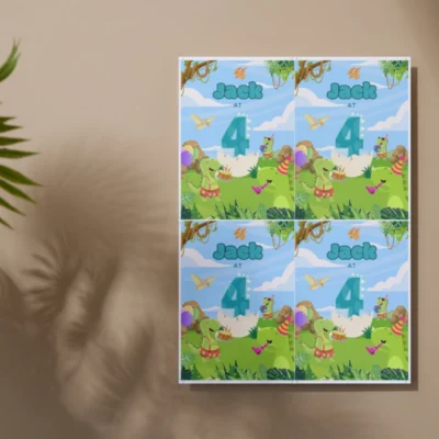Kids Birthday Invite 4yo Cute Dinosaur Theme v1.1