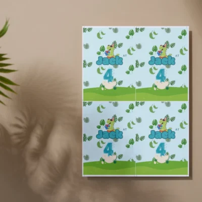 Kids Birthday Invite 4yo Cute Dinosaur Theme v1.2