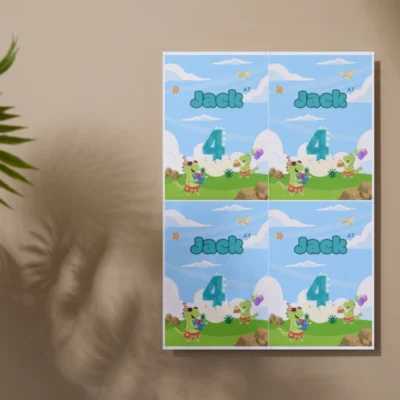 Kids Birthday Invite 4yo Cute Dinosaur Theme v1.3