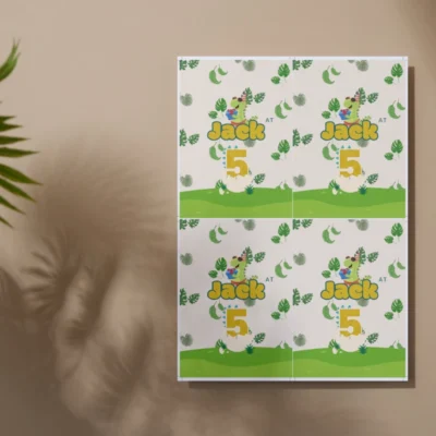 Kids Birthday Invite 5yo Cute Dinosaur Theme v1.2