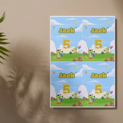 Kids Birthday Invite 5yo Cute Dinosaur Theme v1.3
