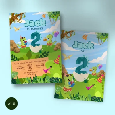 Kids Birthday Invite 2yo Cute Dinosaur Theme v1.0