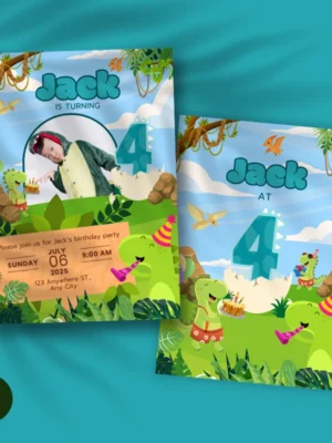 Kids Birthday Invite 4yo Cute Dinosaur Theme v1.1