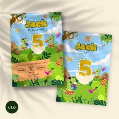 Kids Birthday Invite 5yo Cute Dinosaur Theme v1.0