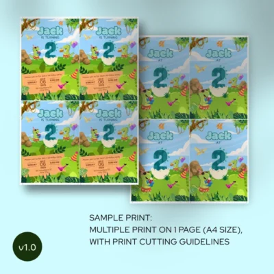 Kids Birthday Invite 2yo Cute Dinosaur Theme v1.0