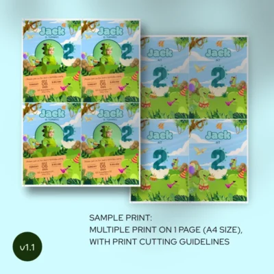 Kids Birthday Invite 2yo Cute Dinosaur Theme v1.1