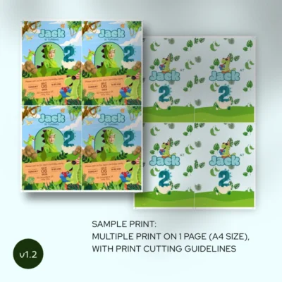 Kids Birthday Invite 2yo Cute Dinosaur Theme v1.1