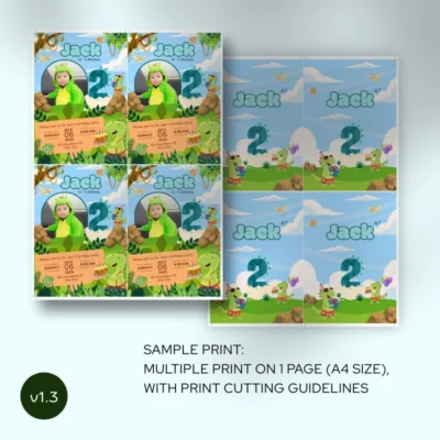 Kids Birthday Invite 2yo Cute Dinosaur Theme v1.3