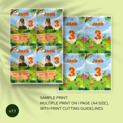 Kids Birthday Invite 3yo Cute Dinosaur Theme v1.1