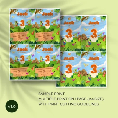Kids Birthday Invite 3yo Cute Dinosaur Theme v1.0