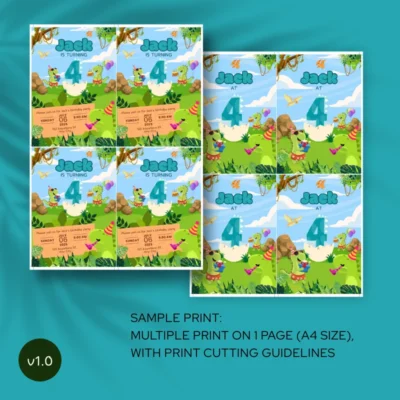 Kids Birthday Invite 4yo Cute Dinosaur Theme v1.0