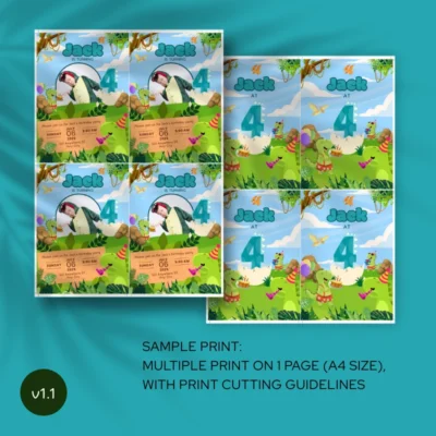 Kids Birthday Invite 4yo Cute Dinosaur Theme v1.1