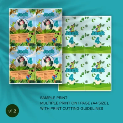 Kids Birthday Invite 4yo Cute Dinosaur Theme v1.2