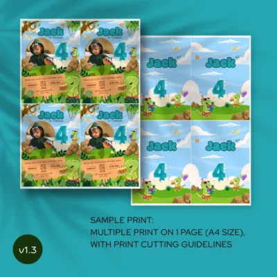Kids Birthday Invite 4yo Cute Dinosaur Theme v1.3
