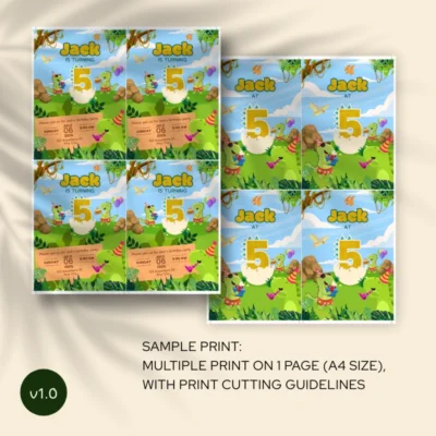 Kids Birthday Invite 5yo Cute Dinosaur Theme v1.0