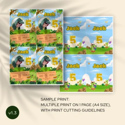 Kids Birthday Invite 5yo Cute Dinosaur Theme v1.3