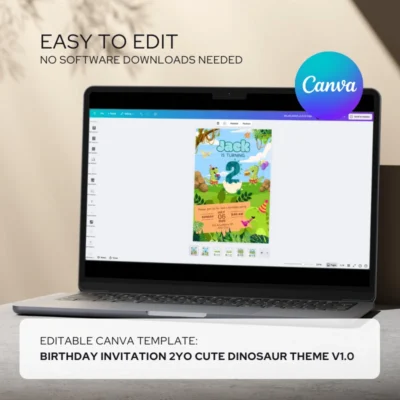 Kids Birthday Invite 2yo Cute Dinosaur Theme v1.0