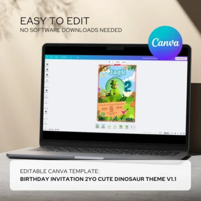Kids Birthday Invite 2yo Cute Dinosaur Theme v1.1