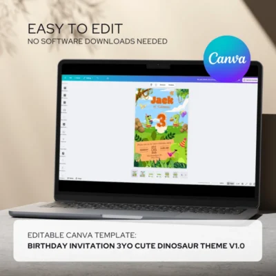 Kids Birthday Invite 3yo Cute Dinosaur Theme v1.0